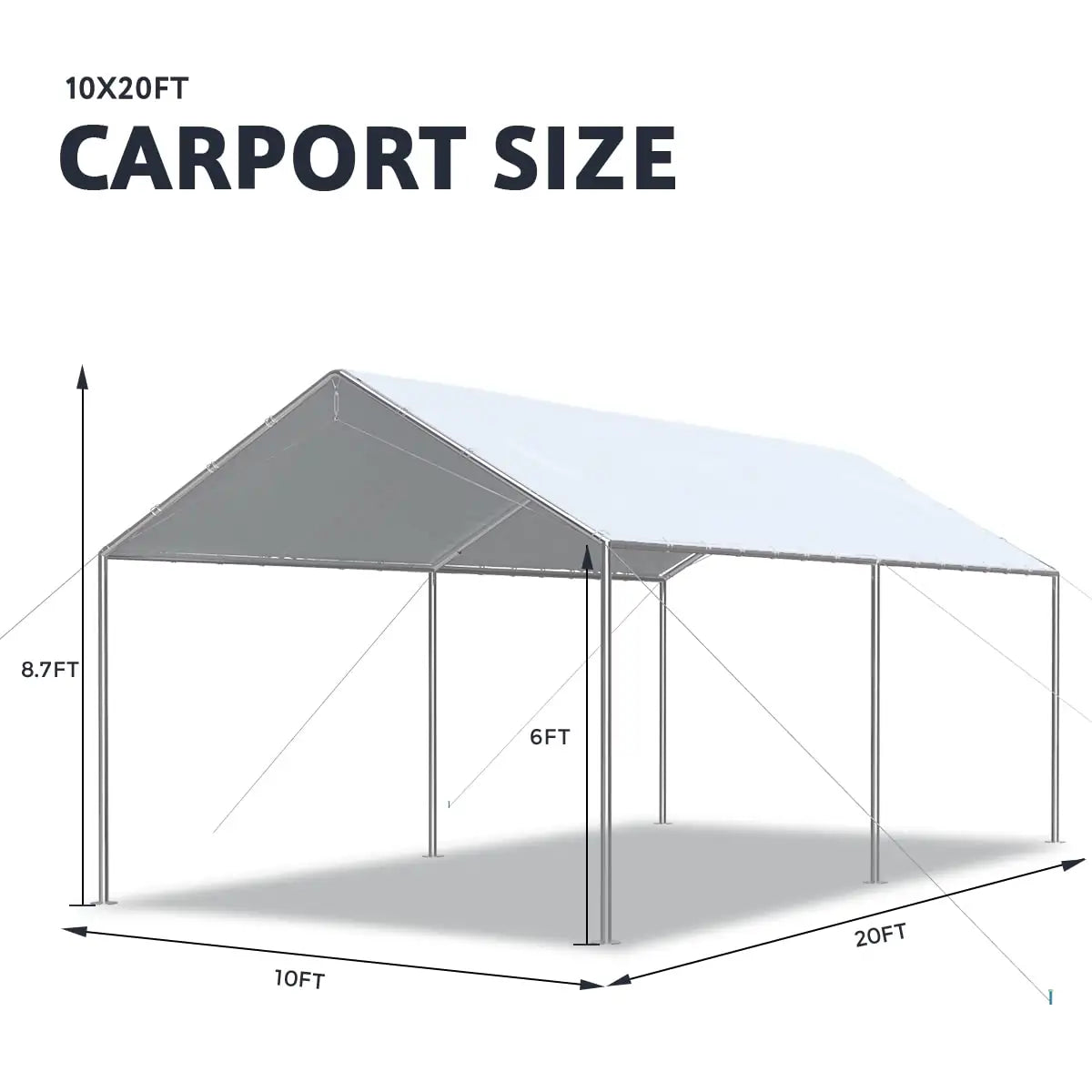 20' x 10' Heavy Duty Car Canopy Shelter - Waterproof UV Protection Outdoor Carport for Vehicles, Parties, Camping & Backyard Use
