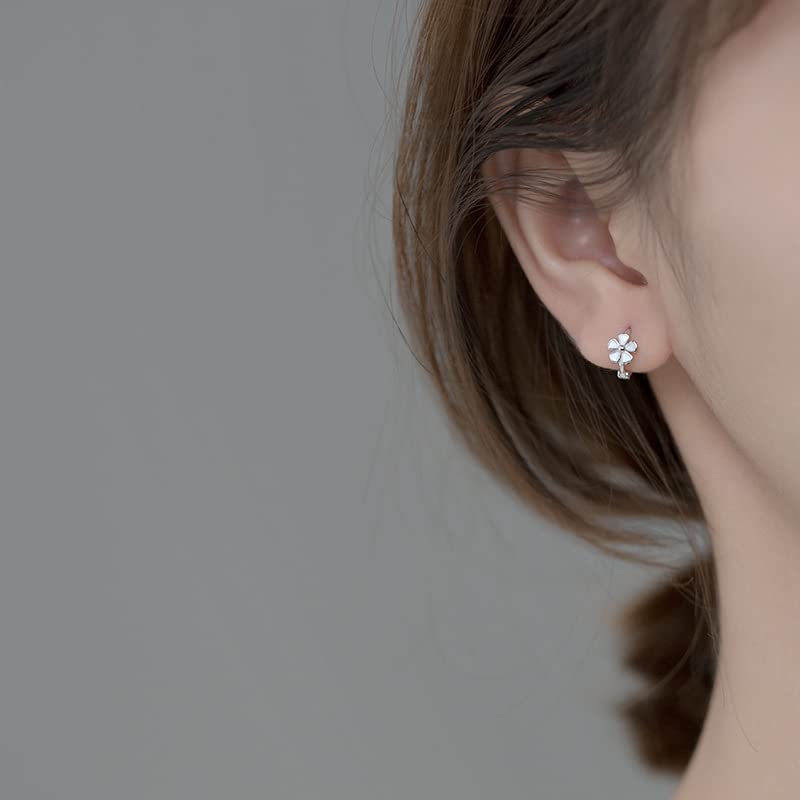 14K Gold Plated Sterling Silver Floral Butterfly Huggie Hoop Earrings - Elegant Dainty Trendy Jewelry for Women & Teens | Perfect for Everyday Wear, Date Nights & Gifts