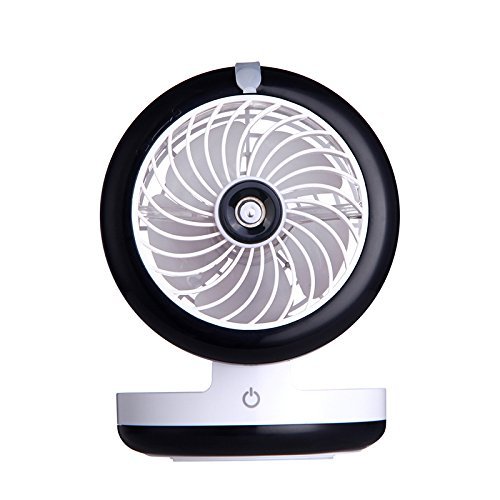 TechCode Mini Rechargeable Cooling Fan with Humidifier - Portable Foldable USB Desktop Fan with Misting Function for Office, Gym, Travel & Camping | Personal Air Cooler for Home, Outdoor & Beauty Use (Black)