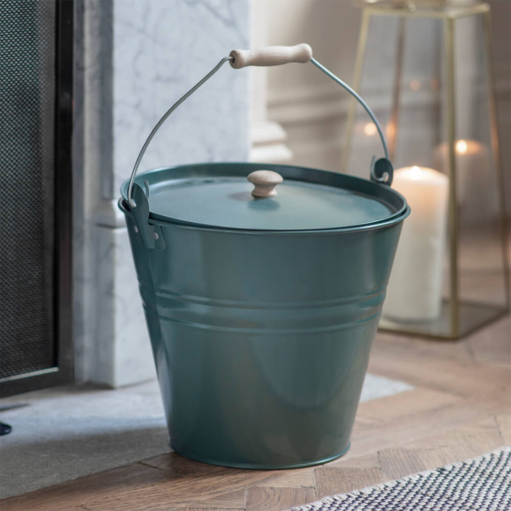 Fireside Bucket in Forest Green - Durable Outdoor Firewood Carrier for Camping, Fireplace & Patio Use