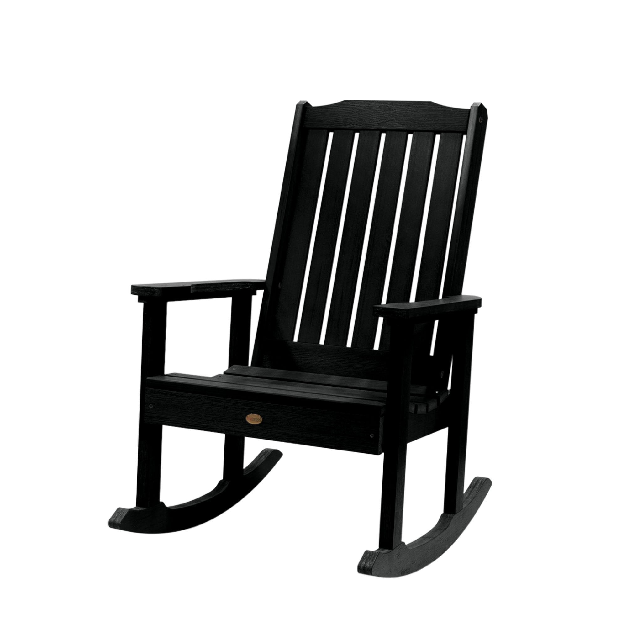 2 Lehigh Rocking Chairs with Adirondack Side Table - Outdoor Patio Furniture Set for Garden, Porch & Backyard Relaxation