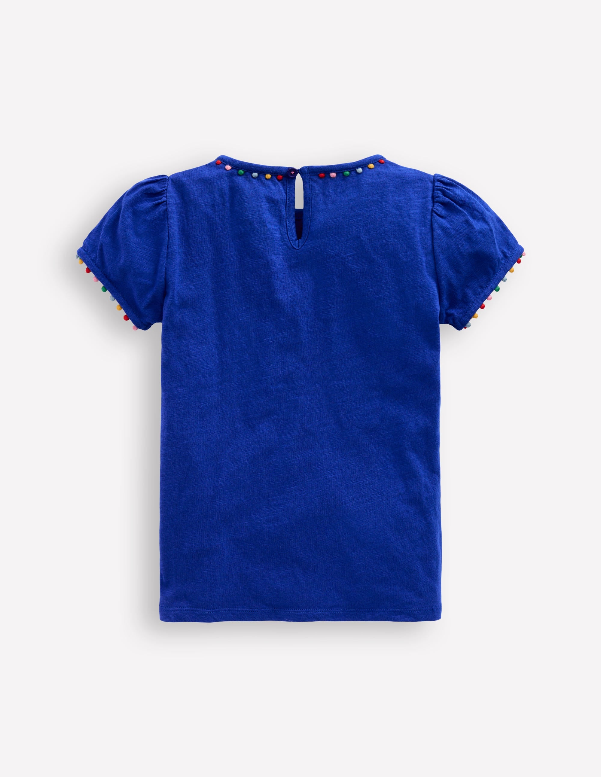 Trendy Ali Puff Sleeve Pom T-Shirt in Bright Blue | Women's Fashion Top for Casual Wear & Street Style