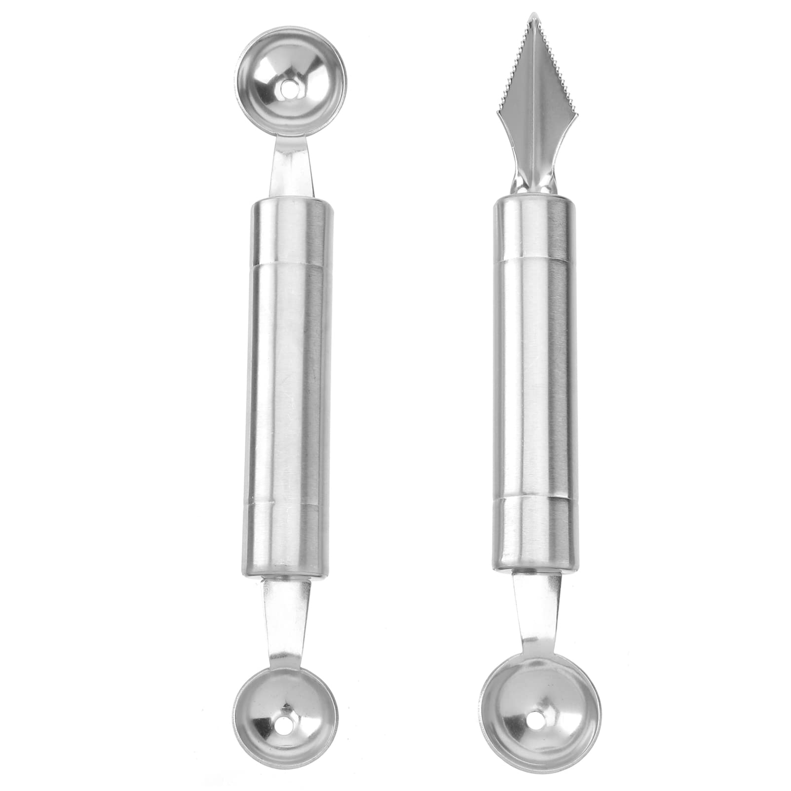 2-Pack Stainless Steel Fruit Scoop & Cutter Set - Professional Fruit Carving Tools for Melon, Apple, Kiwi - Perfect for Kitchen, Fruit Platters, and Party Decorations