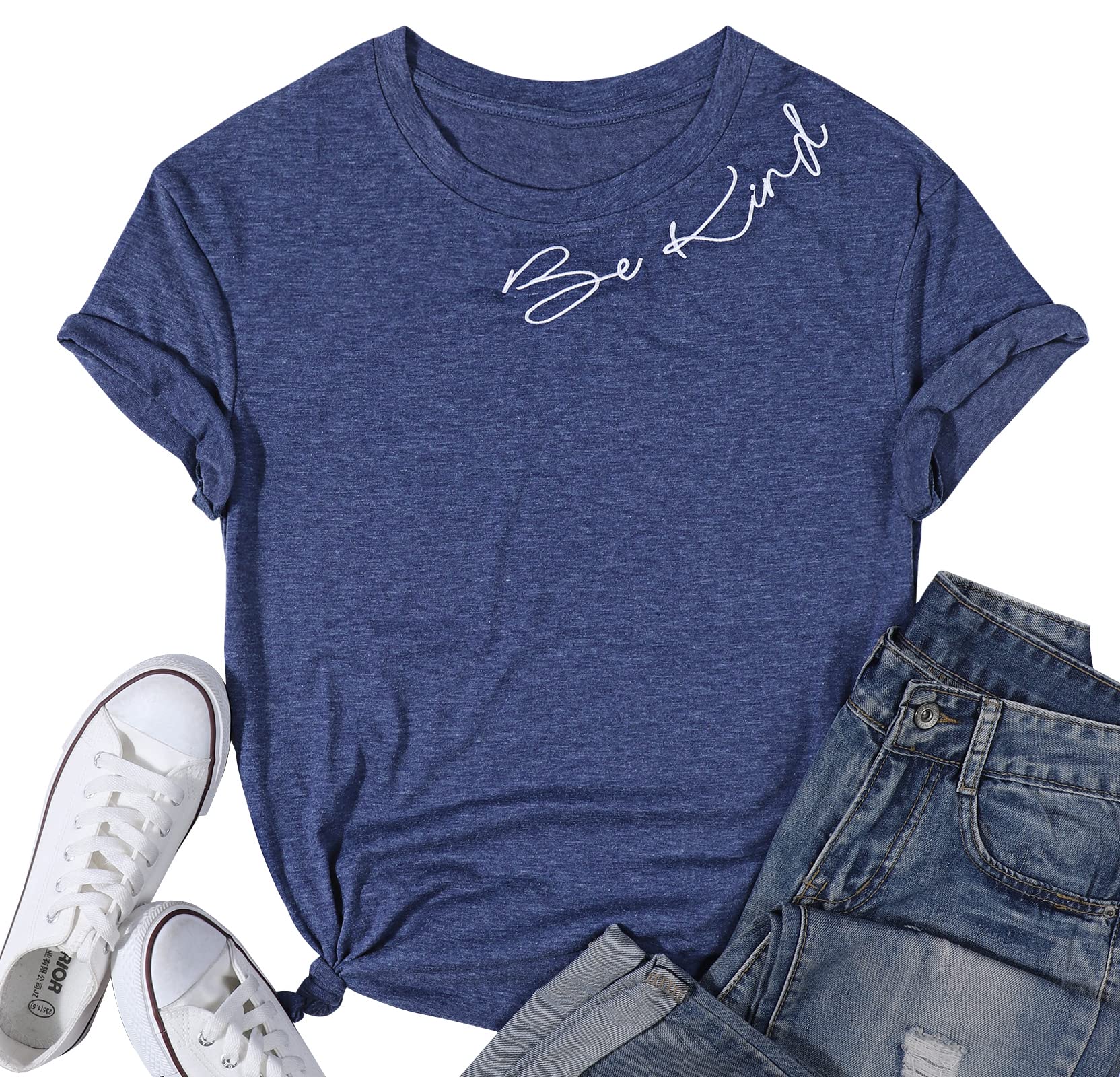 Be Kind T-Shirts for Women - Casual Cute Inspirational Tee with Positive Sayings | Perfect for Everyday Wear, Work & Social Outings