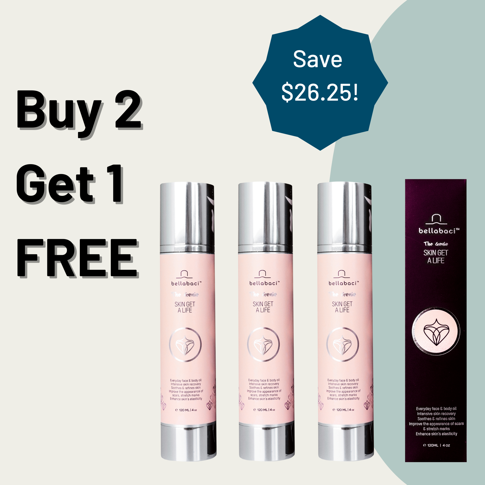 Bellabaci Skin Get a Life Genie Wellness Gel - 4 fl oz | Buy 2 Get 1 FREE | Hydrating & Revitalizing Face & Body Gel for Spa-Like Skincare at Home