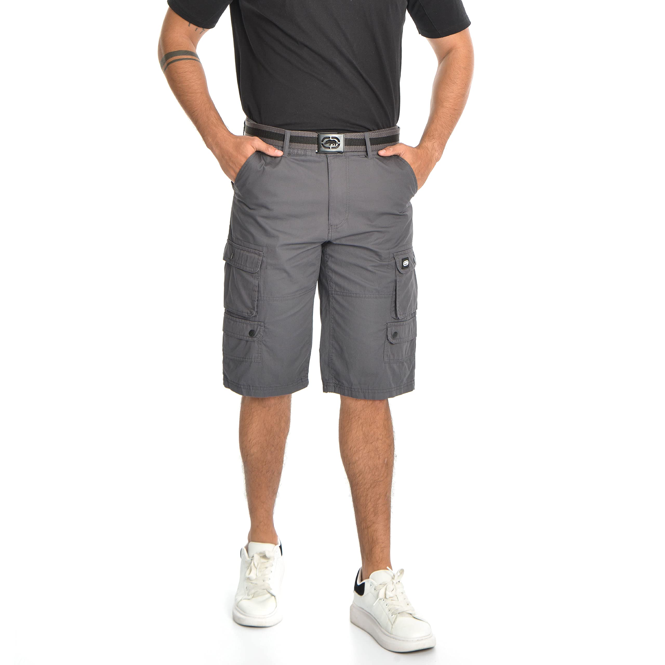 Ecko Men's Cargo Shorts with Belt - Durable Twill Fabric Casual Shorts for Outdoor Activities, Hiking & Summer Wear