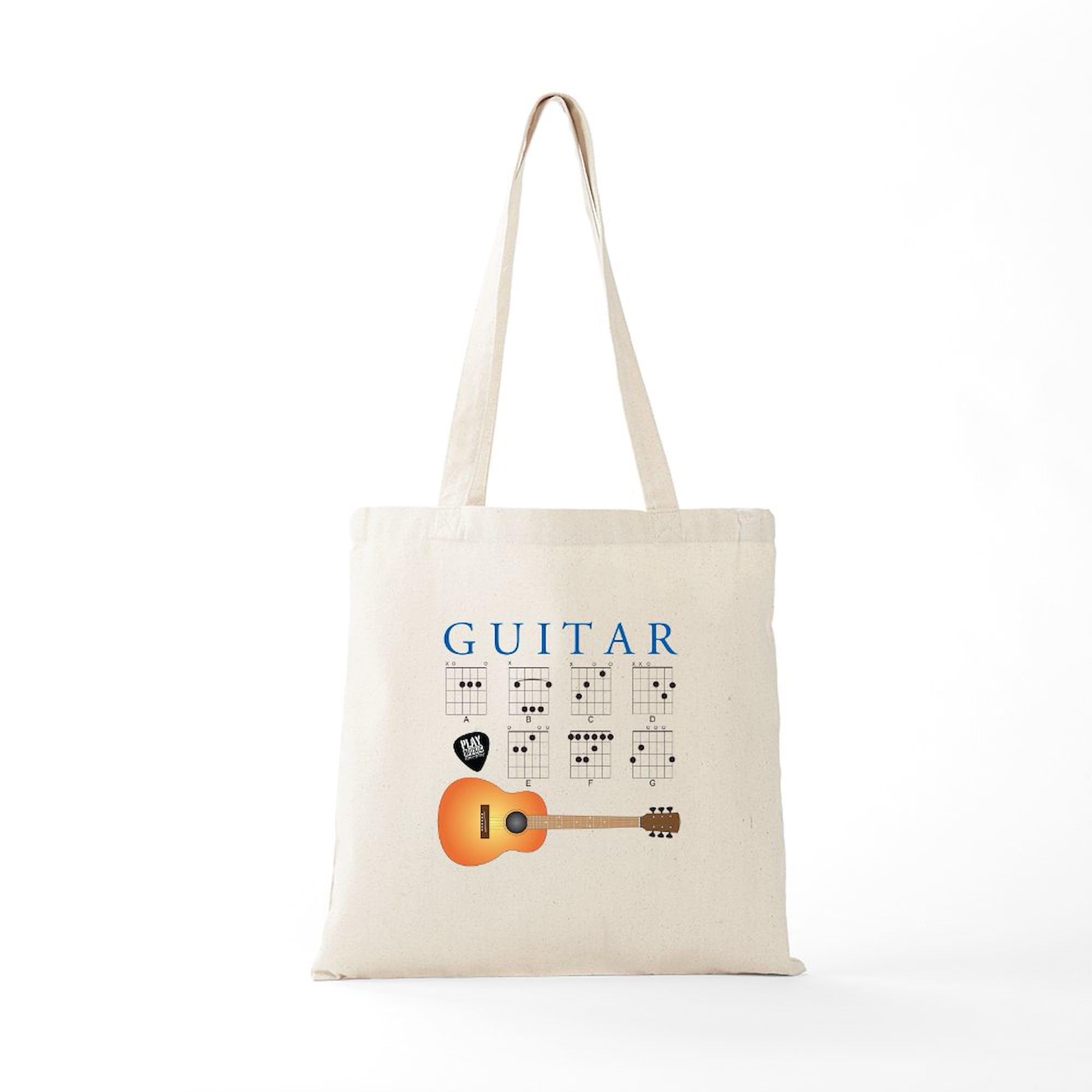 Guitar 7 Chords Tote Bag - Natural Canvas Reusable Shopping Bag for Music Lovers | Perfect for Groceries, Beach Trips & Guitar Lessons