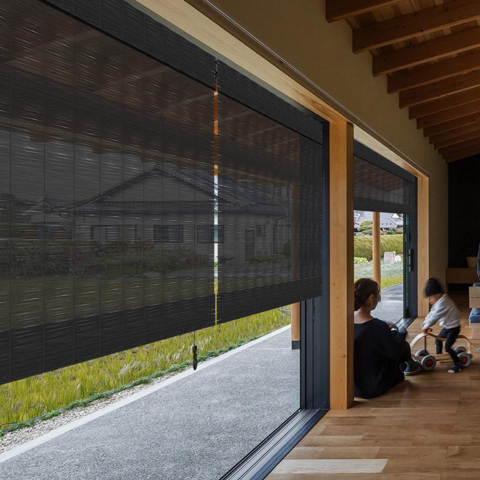 LETAU Cordless Wood Window Roman Shades - Light Filtering Bamboo Blinds for Home, Office & Kitchen | Easy Operation & Stylish Design | Perfect for Living Room, Bedroom & Patio