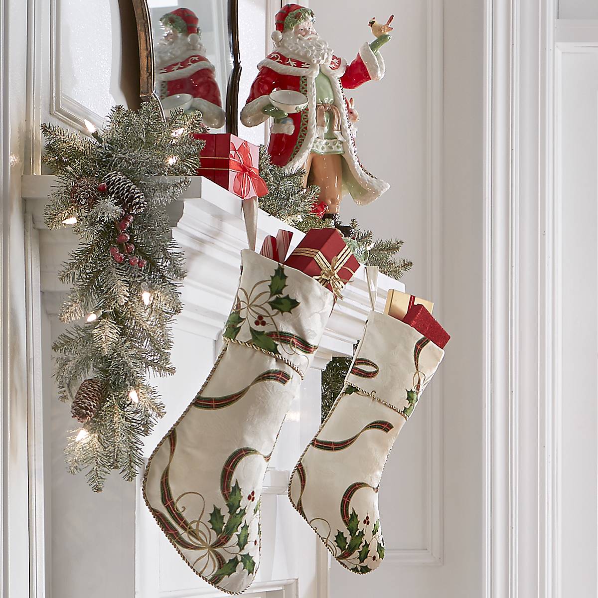 Festive Holiday Nouveau Stocking - Elegant Christmas Decor for Fireplace Mantel, Tree, and Home Decorations | Perfect for Gifts, Parties, and Holiday Celebrations