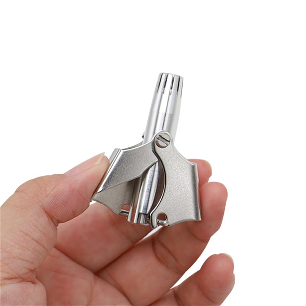 Stainless Steel Waterproof Nose Hair Trimmer for Men & Women - Ear, Mustache & Whiskers Grooming Tool with Cleaning Brush | Portable Nasal Clipper for Travel, Gym & Daily Personal Care (Silver)