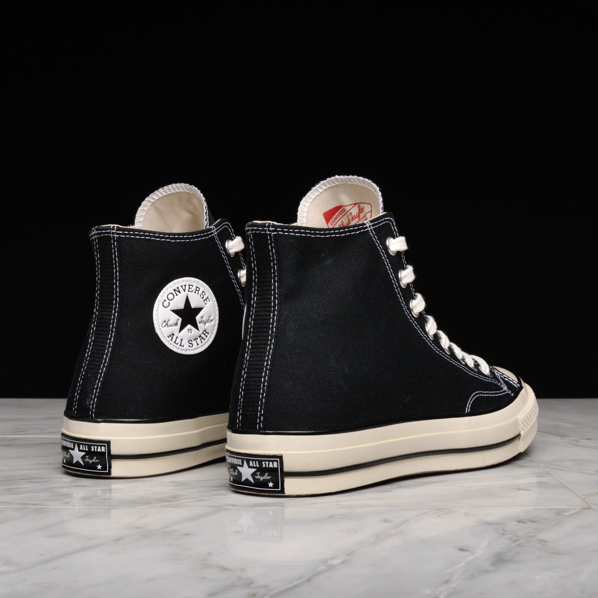 Chuck 70 High Top Sneakers - Classic Black & Egret Canvas Shoes for Men & Women | Casual Streetwear, Skateboarding & Everyday Fashion