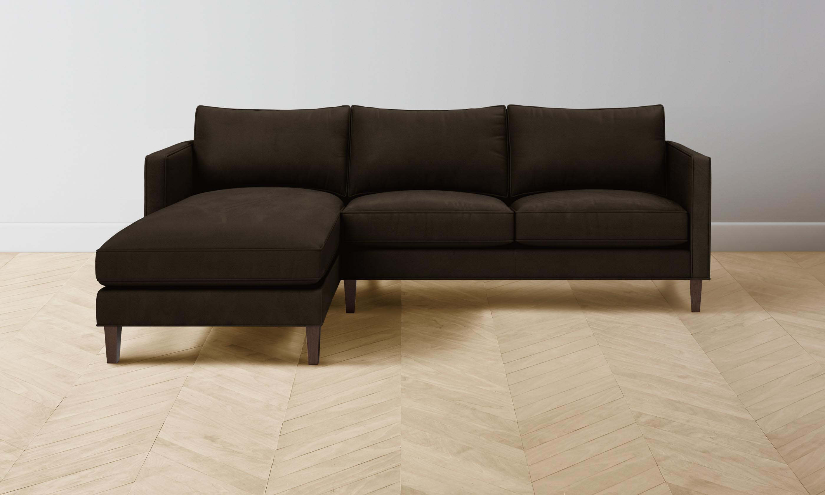 Premium Crosby Sectional Sofa in Espresso Nubuck Leather - Modern Living Room Furniture for Comfortable Lounging & Entertaining