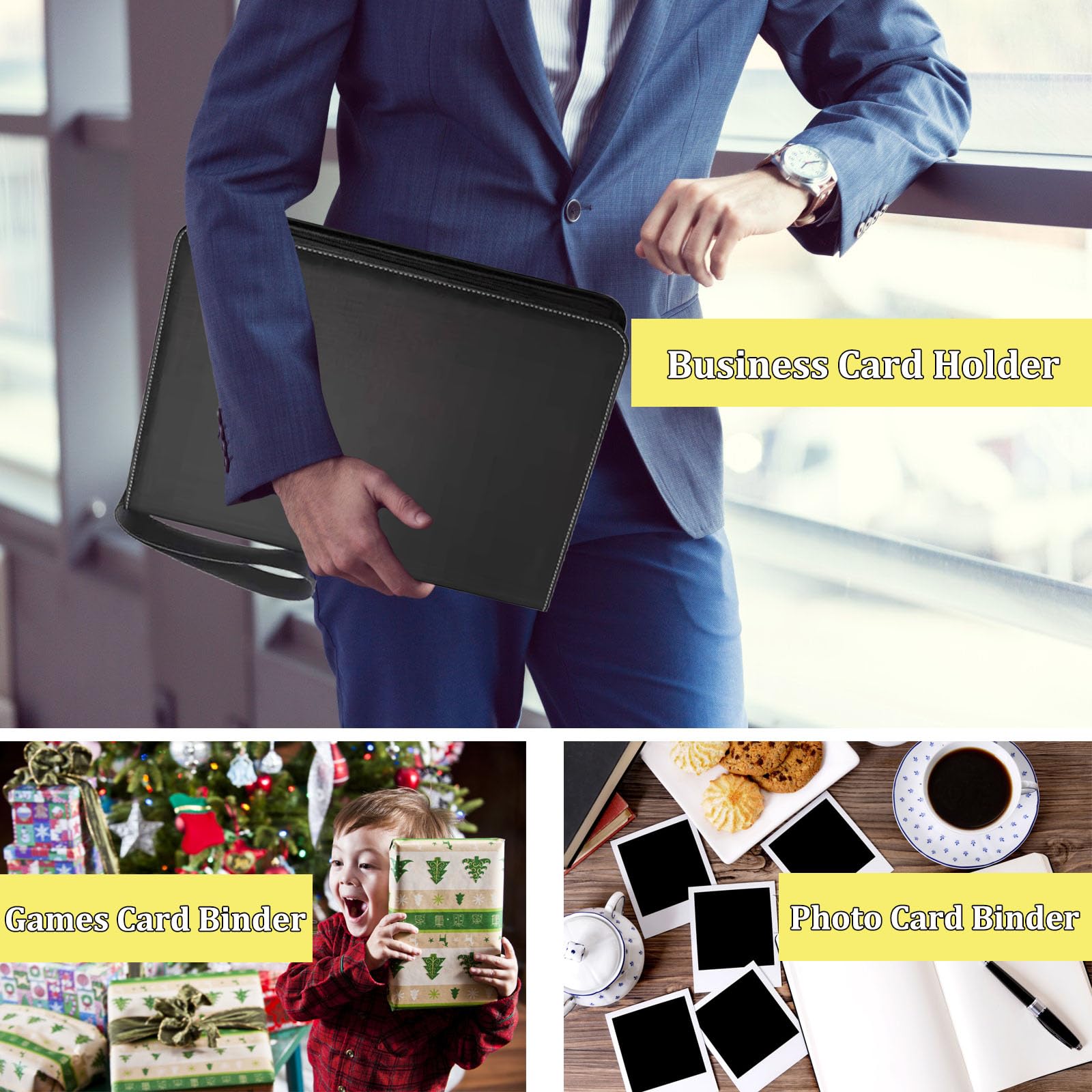 Premium 900-Pocket Trading Card Binder with Zipper & Handle - 9-Pocket Card Collection Album with 50 Removable Sleeves - Durable Card Holder for Baseball, Football, Pokemon, MTG & Sports Cards (Black) - Perfect for Collectors, Tournaments & Card Storage Organization