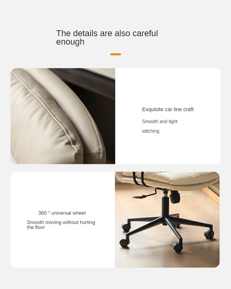 Premium Organic Leather Ergonomic Office Chair with Adjustable Height - Perfect for Home & Workspace Comfort