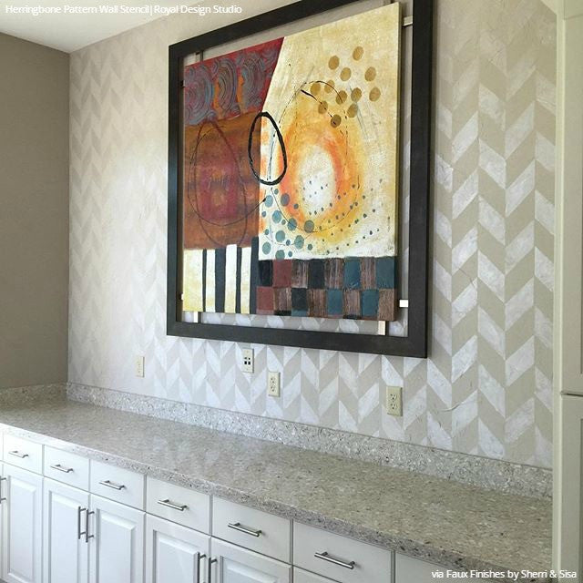 Herringbone Pattern Wall Stencils - Reusable DIY Painting Template for Home Decor, Geometric Wall Art, Accent Walls | Perfect for Living Room, Bedroom, Nursery & Office Design
