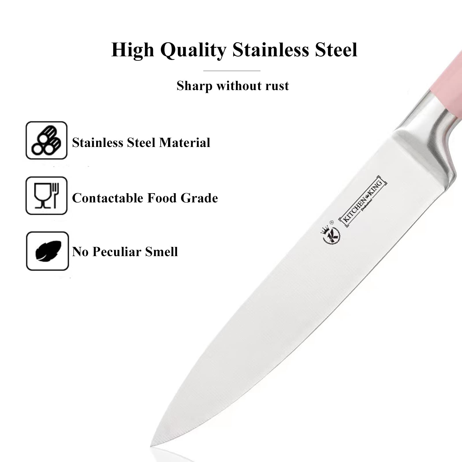 Premium 9-Piece Pink Kitchen Knife Set - High Carbon Stainless Steel, Non-Stick & Ultra Sharp Blades with Acrylic Storage Block - Perfect for Meat Slicing, Vegetable Chopping & Food Prep - Ideal Cooking Gift Set for Women, Brides & Home Chefs - Great for Home Kitchens, Wedding Registries & Housewarming Gifts