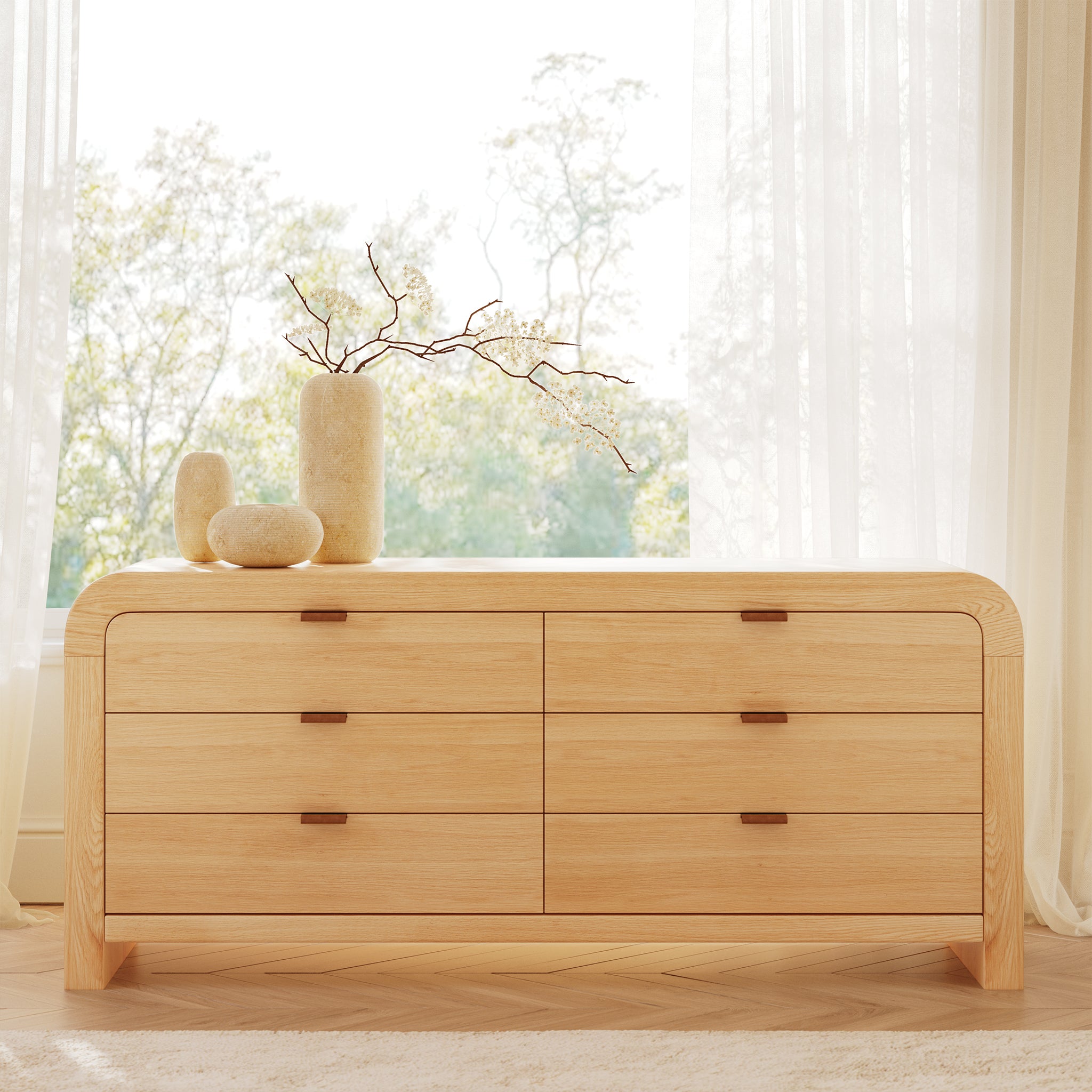 Cirq 6 Drawer Dresser - Modern Wooden Chest of Drawers for Bedroom Storage & Organization | Perfect for Clothes, Accessories & Home Decor
