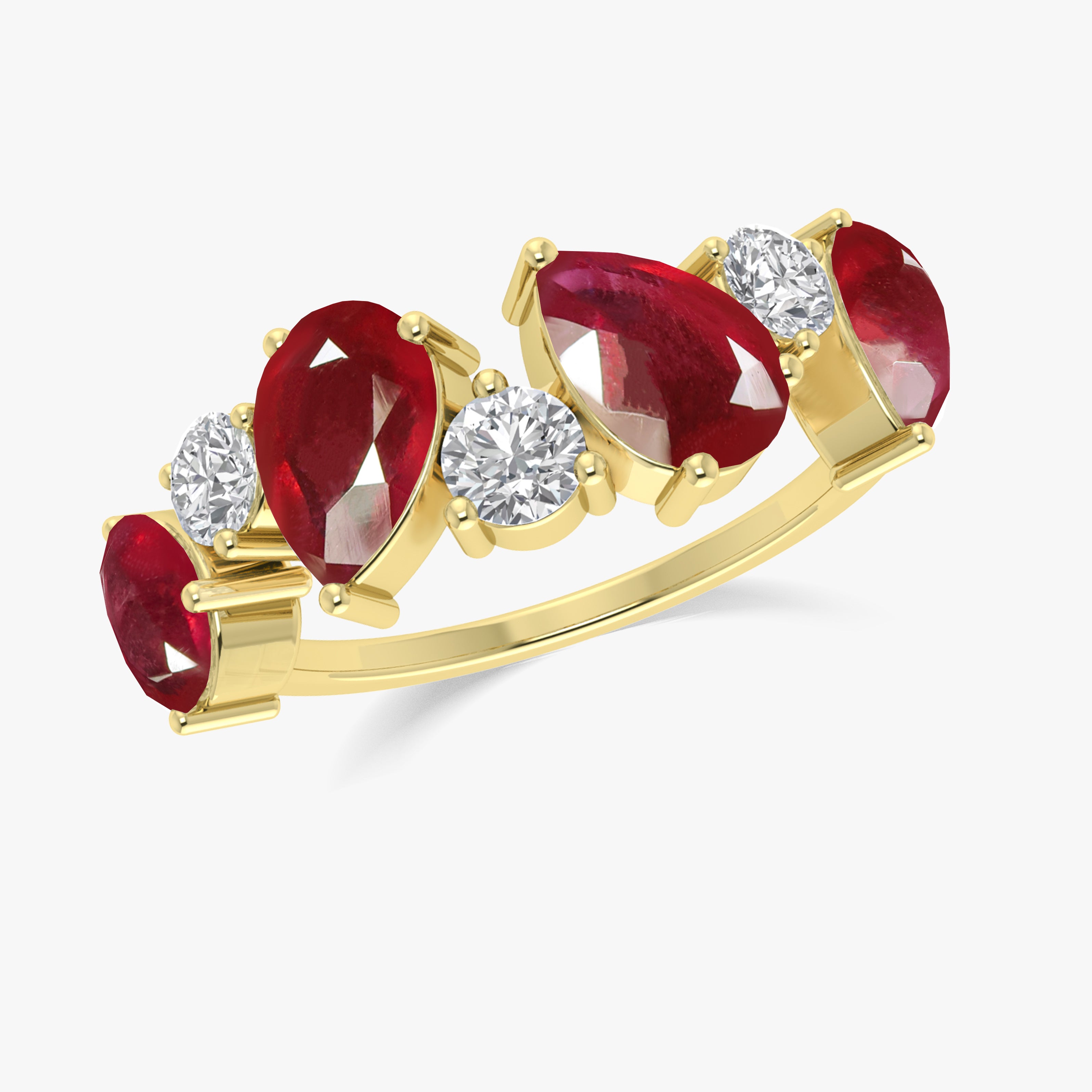 Red Ruby Four Stone Ring for Women - Elegant Vintage Jewelry for Weddings, Anniversaries & Special Occasions