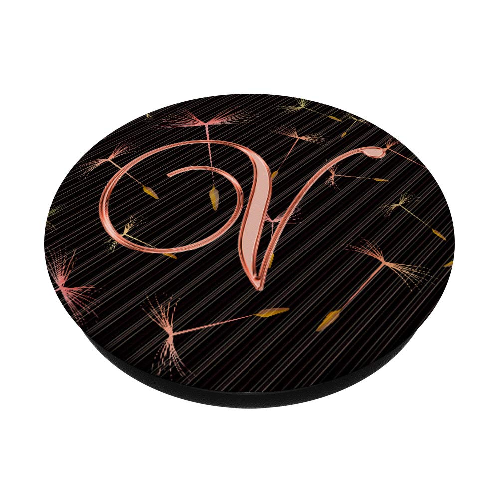 V Pink Dandelion Flower Monogram Letter PopSockets - Phone Grip & Stand with Nature Design for iPhone, Samsung & Tablets - Perfect for Work, Travel & Daily Use