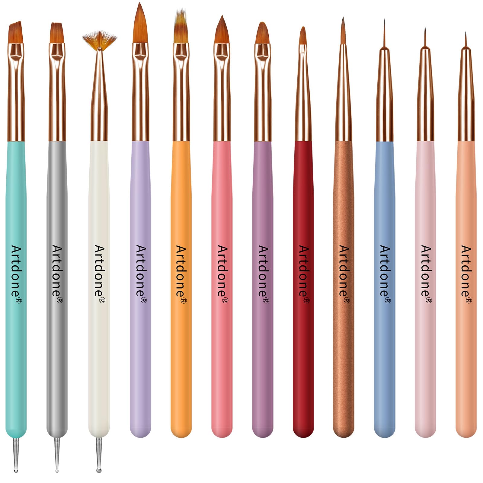 Artdone Double-Ended Nail Dotting Tools Kit - Professional Nail Art Brushes for Gel Polish, Liner & Detail Design - Perfect for DIY Nail Drawing, Painting & Creative Nail Art at Home or Salon