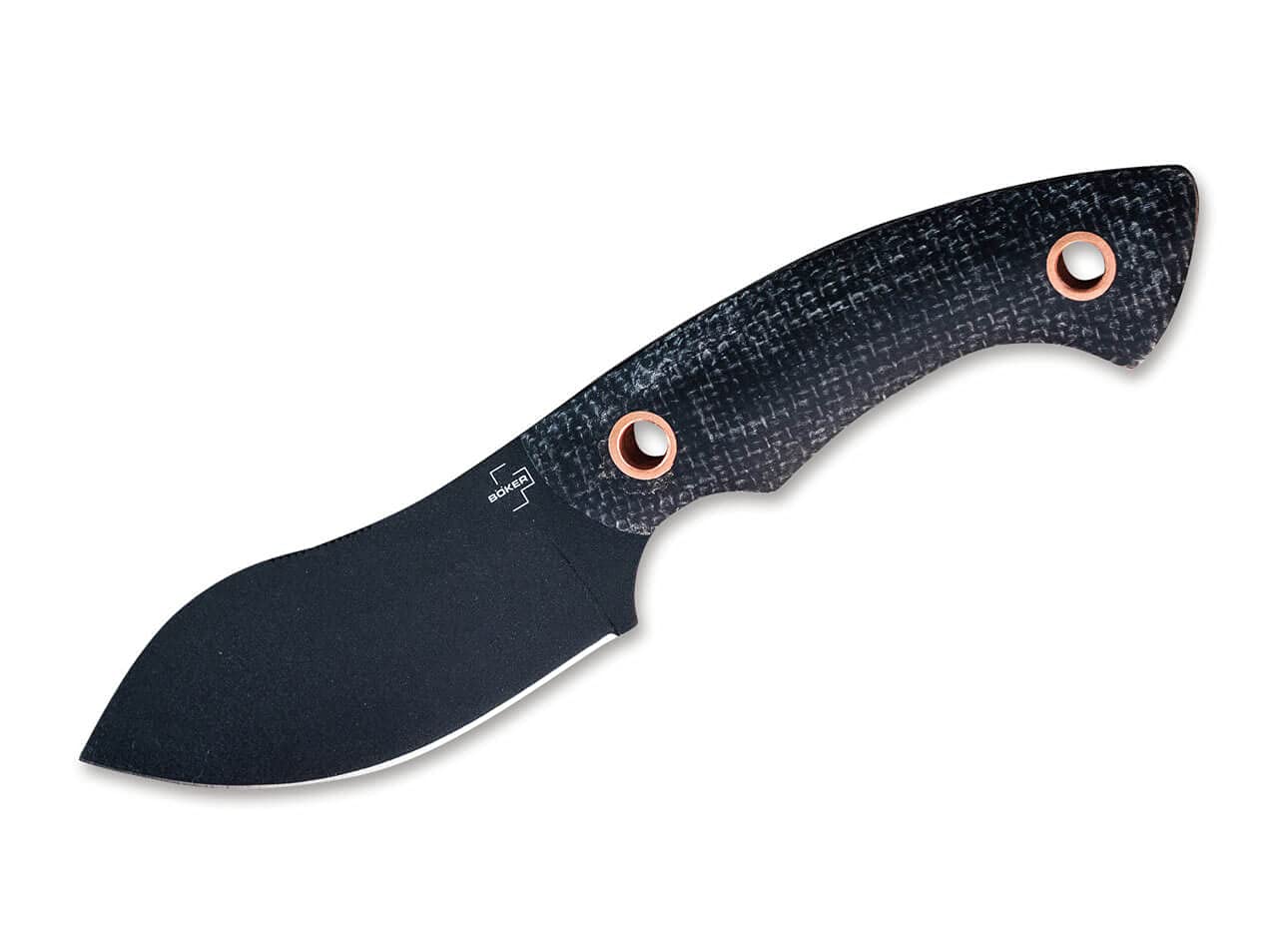 BÖKER PLUS Nessmi Pro Black Copper Fixed Blade Knife - Premium D2 Steel Blade with Micarta Handle & Leather Sheath | Hunting, Camping, Outdoor Survival Gear | Designed by Jesper Voxnaes