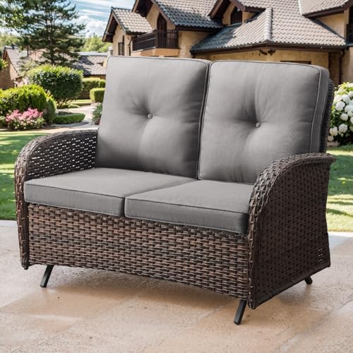 Brown Wicker|grey Cushions