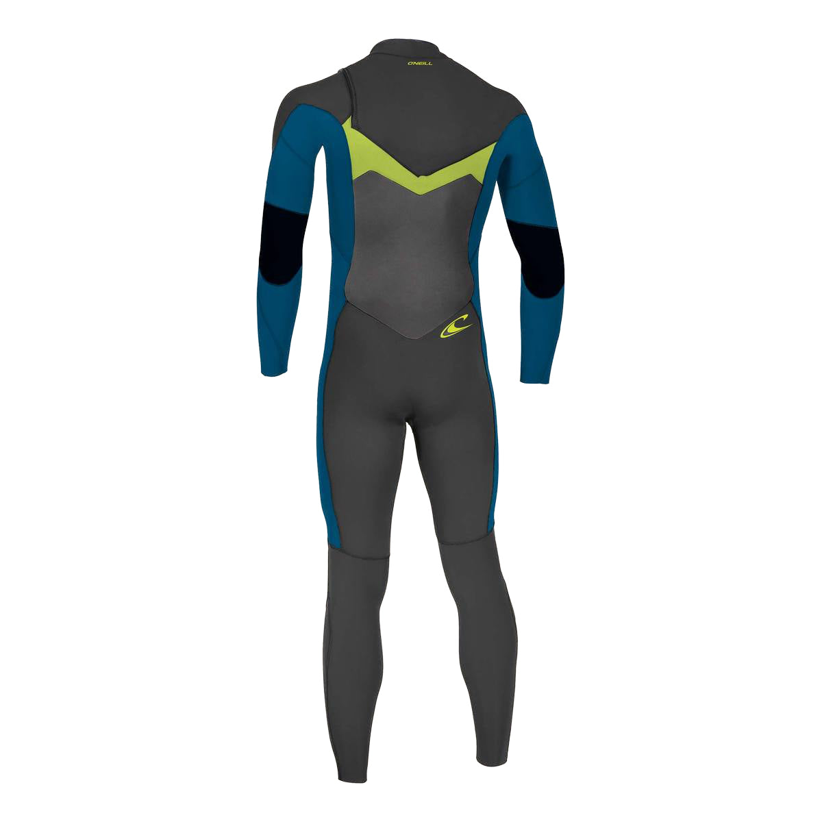 O'Neill Youth 4/3mm Full Ninja Chest Zip Wetsuit - Black/Ultra Blue/Digital Glow for Surfing, Diving & Water Sports
