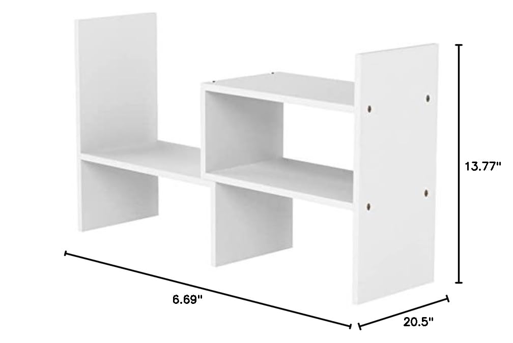 Adjustable Wood Desktop Bookshelf Organizer - Office Storage Rack & Display Shelf for Desk Organization - Perfect for Home Office, Study Room, and Workspace Storage Solutions