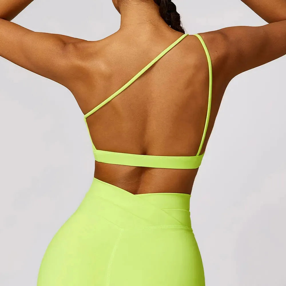Sexy Sports Bra for Women - High Stretch Comfort One Shoulder Workout Top | Gym, Running, Yoga & Fitness Push Up Bra | Perfect for CrossFit, Dance & Activewear