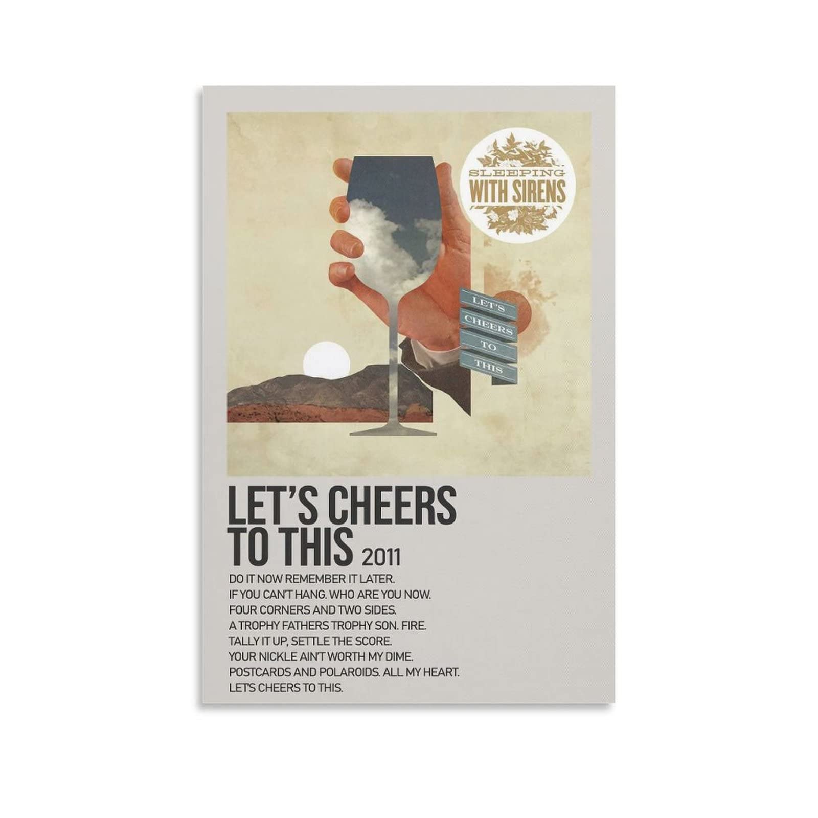 Sleeping with Sirens 'Let's Cheers To This' Canvas Wall Art Print - 8x12 inch (20x30cm) Unframed Poster for Living Room, Bedroom & Office Decor | Music Band Gift, Aesthetic Home Painting