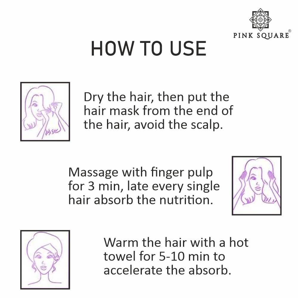 Pink Square Almond Protein Hair Mask - Deep Repair for Damaged & Rough Hair - Restores Softness & Natural Shine - Strengthens Hair - 200g Pack | Perfect for Dry, Frizzy & Chemically Treated Hair at Home Salon Treatments