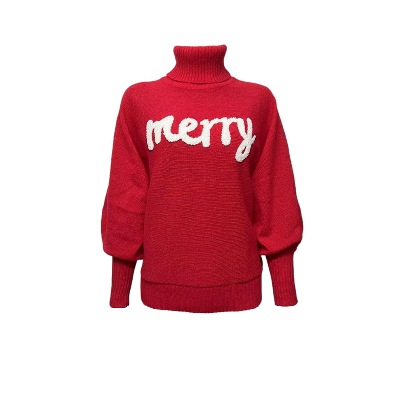 Muineobuka Women's Merry Christmas Sweater - Turtleneck Long Sleeve Loose Knit Pullover with Letter Print | Holiday Party, Family Gathering, Winter Outfit Fashion