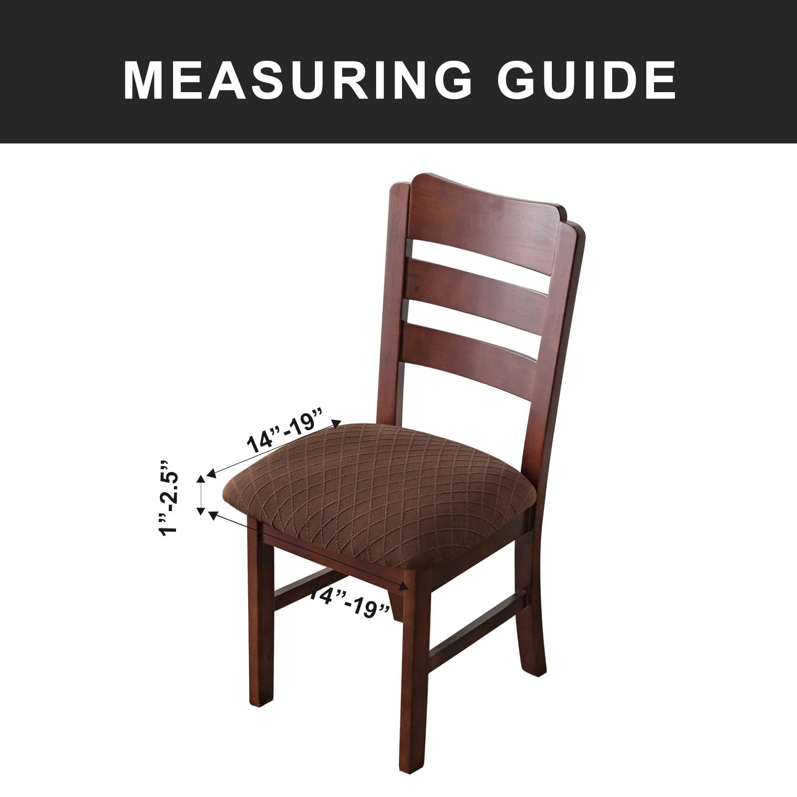 Waterproof Dining Chair Covers Set of 6 - Chocolate Brown PU Leather Seat Protectors for Kitchen & Dining Room - Spill Proof, Easy Clean Chair Covers for Family Meals & Entertaining Guests