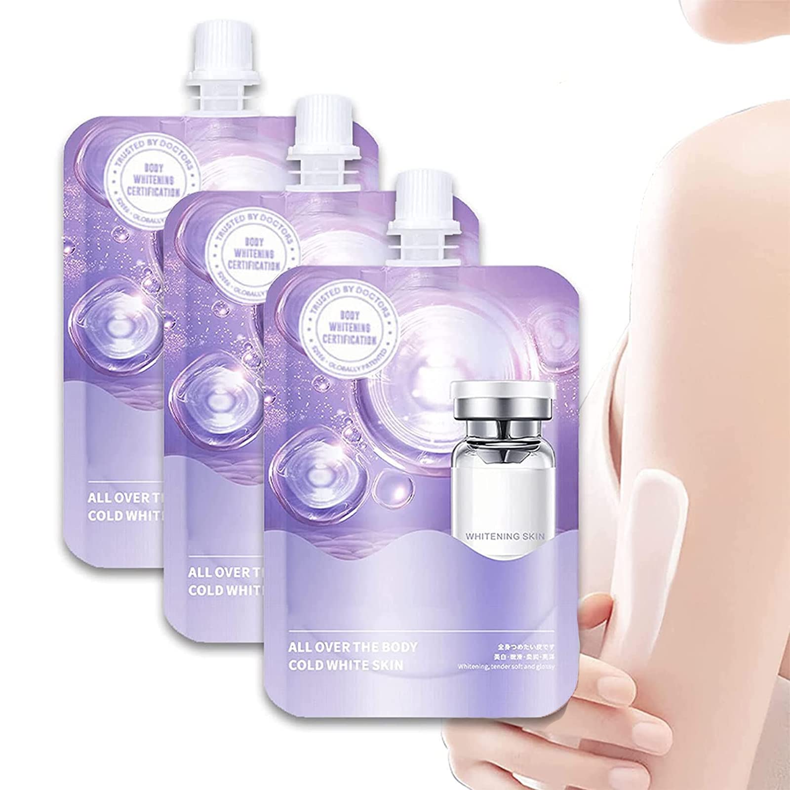 3Pcs Light Up Brightening Body Cream - Skin Whitening & Moisturizing Treatment for Dark Spots & Blemishes - Perfect for Daily Body Care & Nighttime Skin Repair