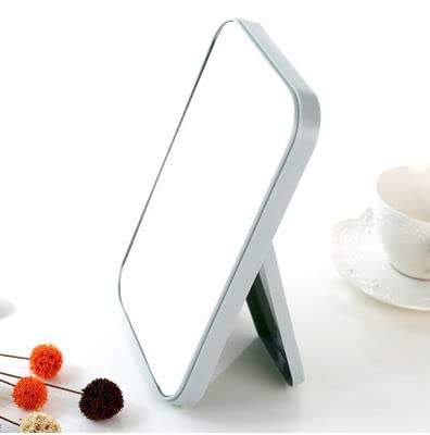 Foldable Desktop Makeup Mirror with Stand - 90° Adjustable Rotation, Portable Square Vanity Mirror for Women | Perfect for Home, Travel & Salon Use (Blue)