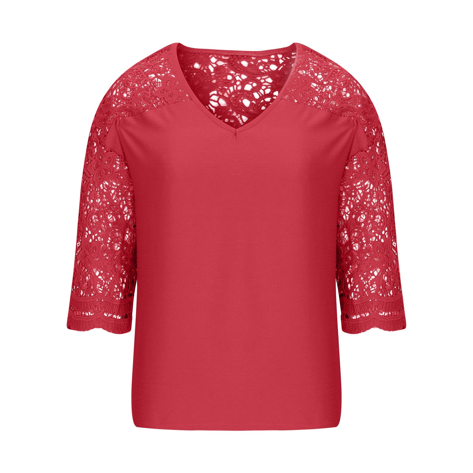 Elegant Lace V-Neck Top for Women - Summer Casual & Dressy Shirts S-5XL | Perfect for Office & Outings