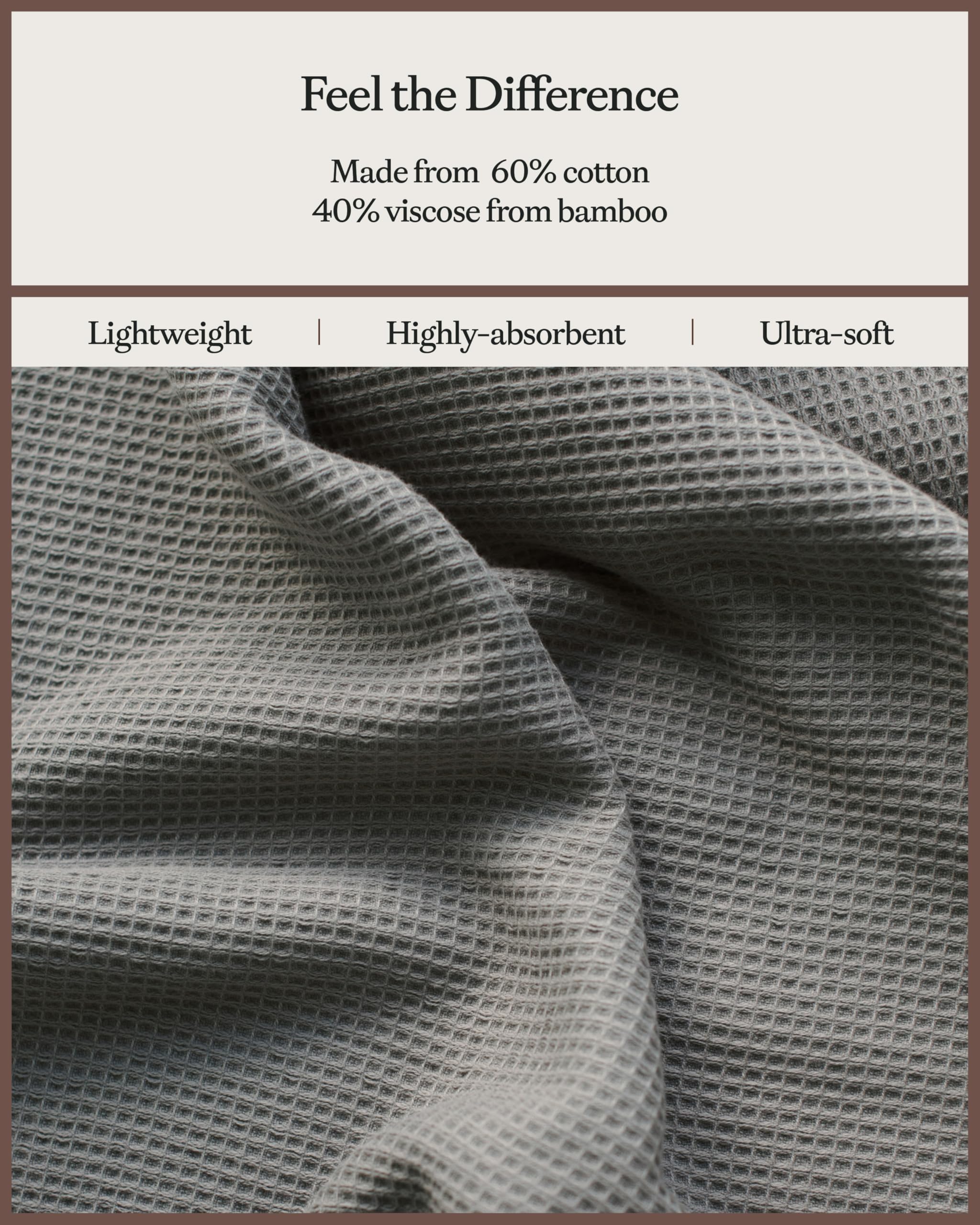 Premium Cozy Earth Charcoal Waffle Bath Sheets - Ultra Soft & Absorbent Luxury Towels for Spa, Bath & Pool - Eco-Friendly Bamboo Fiber