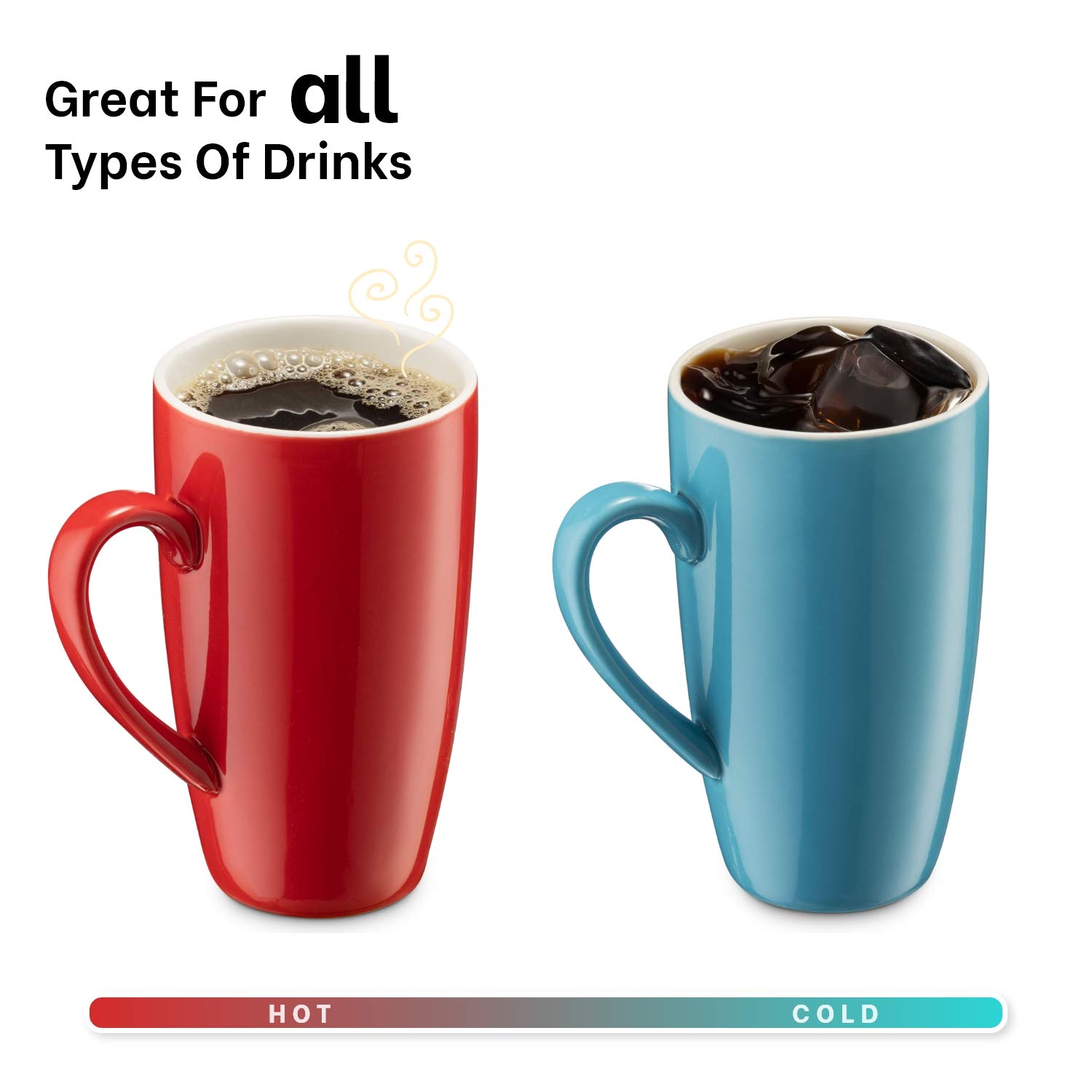 Premium 6-Pack Ceramic Coffee Mugs with Lids - 16oz Insulated Travel Tumbler Set for Hot & Cold Drinks - Perfect for Office, Camping, Road Trips & Daily Commute - BPA-Free & Dishwasher Safe