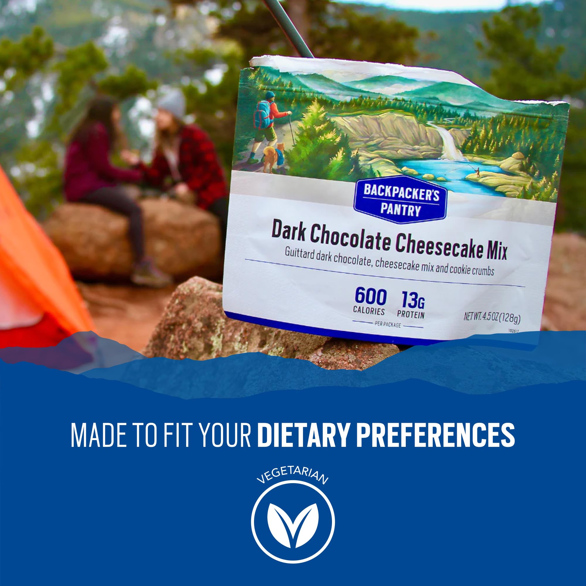 Backpacker's Pantry Dark Chocolate Cheesecake Mix - Freeze Dried Dessert for Backpacking, Camping & Emergency Preparedness - High Protein (13g) Vegetarian Snack - 6 Pack - Perfect for Outdoor Adventures, Hiking Trips & Survival Kits