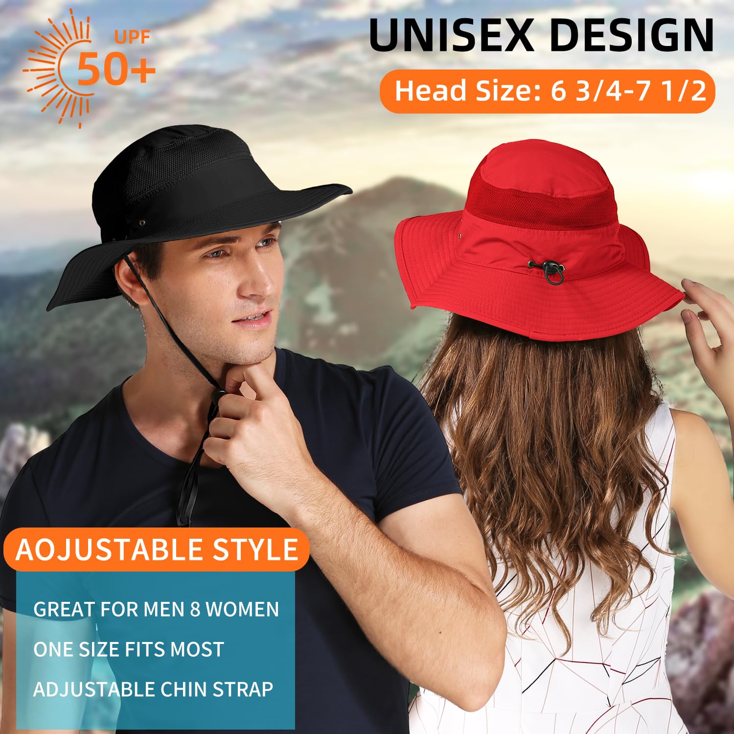 UPF 50+ Wide Brim Sun Hat for Women & Men - UV Protection Summer Bucket Hat for Fishing, Hiking, Beach & Outdoor Activities