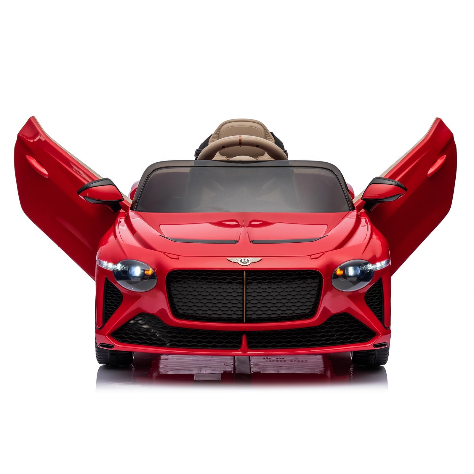 12V Licensed Bentley Bacalar Kids Electric Car - Parental Remote Control, Scissor Doors, Suspension, 3 Speed Modes, LED Lights & Horn (Red) | Perfect for Birthday Gifts, Outdoor Play & Family Fun