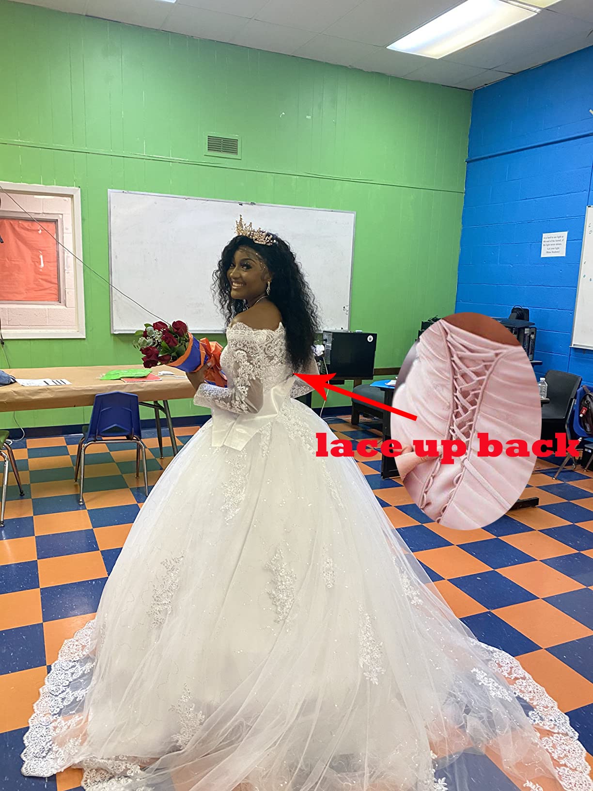 2025 Boho Lace Appliques Long Sleeve Wedding Dress for Women - Elegant Bridal Ball Gown for Beach, Garden & Church Ceremonies - RWDD61