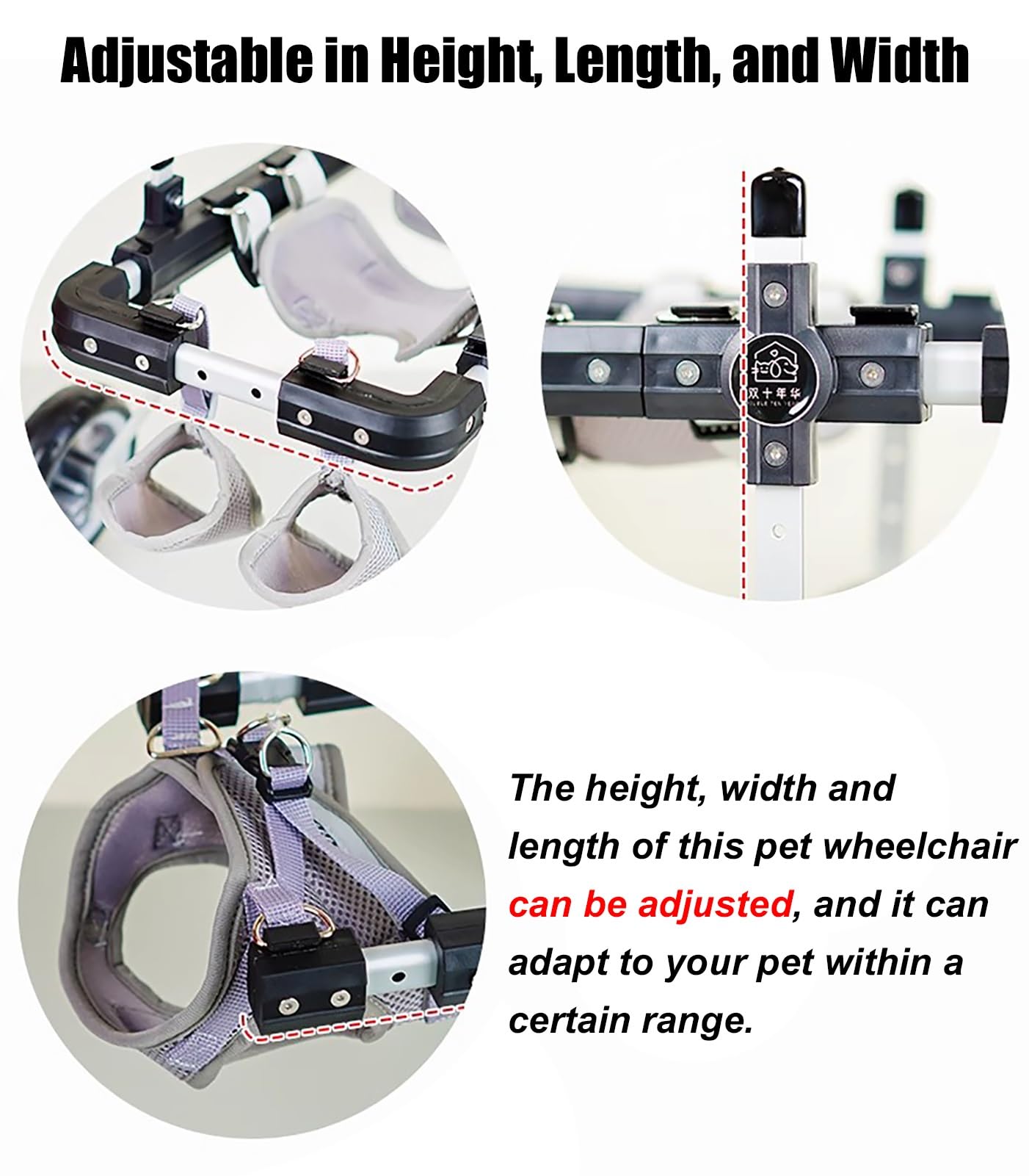 Adjustable Dog Wheelchair Cart for Disabled Pets - Small, Medium & Large Size Pet Mobility Scooter for Hind Leg Injuries | Perfect for Rehab, Outdoor Walks & Daily Support (Large)