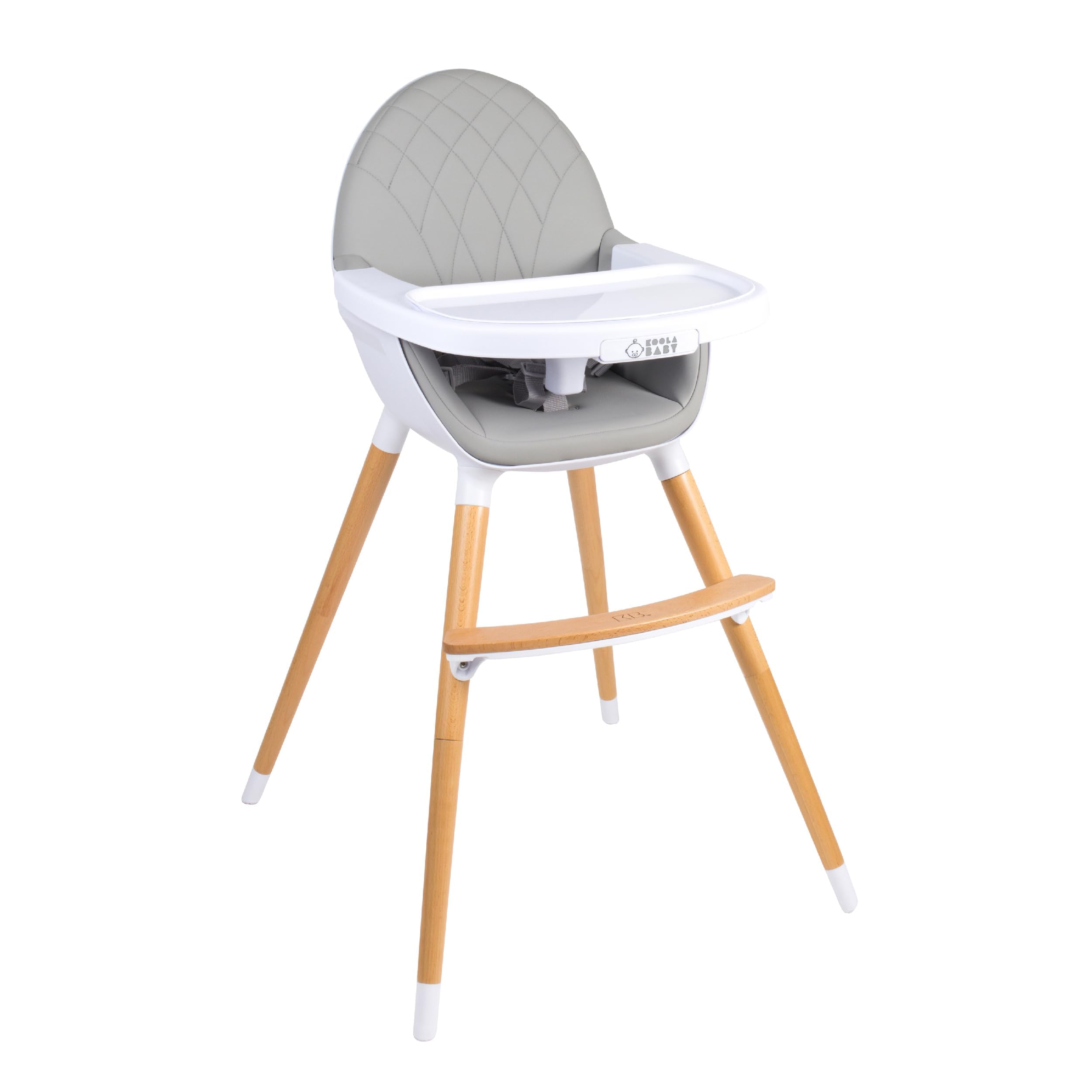KoolaBaby Convertible Wooden High Chair for Babies & Toddlers - Adjustable Height, Dishwasher Safe Tray - Wooden Feeding & Dining Chair Converts to Booster Seat - Perfect for Home, Kitchen & Restaurant Use