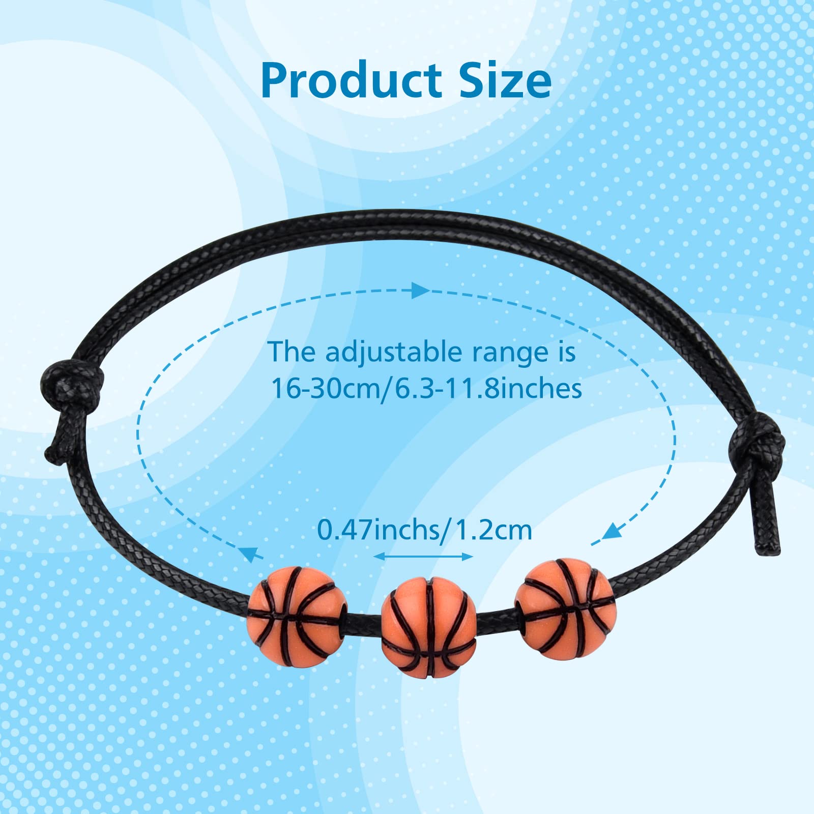 MIAHART 24-Piece Adjustable Basketball Bracelets for Boys & Girls - Sports Theme Wristbands for Basketball Games, Team Parties & Fan Gifts - Bulk Pack of Motivational Sports Bracelets