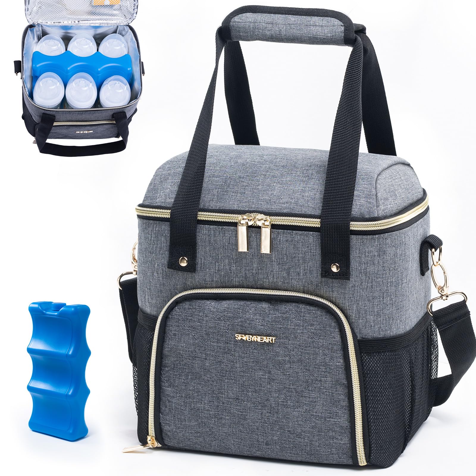 Insulated Breastmilk Cooler Bag with Ice Pack - Holds 4 Baby Bottles (4oz-9oz) | Transparent Breast Pump Storage Bag | Perfect for Daycare, Work & Travel | BPA-Free Milk Bottle Cooler for Nursing Moms
