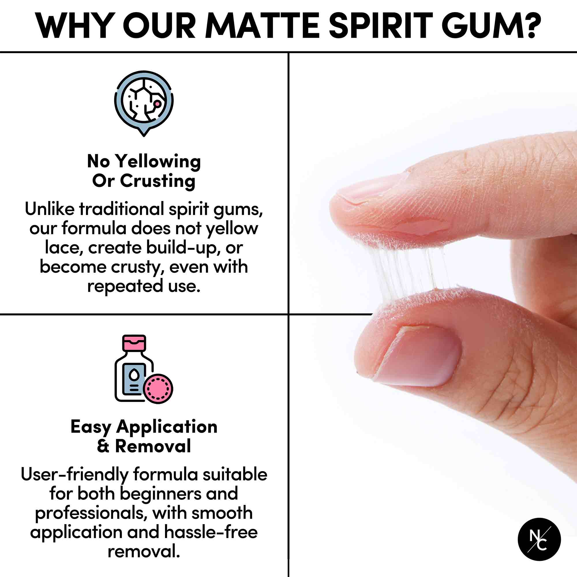 Professional Grade Matte Spirit Gum Adhesive - 1 Fl. Oz. - Strong Hold for Special FX Makeup, Prosthetics & Halloween Costumes - Perfect for Theater, Cosplay & Film Productions