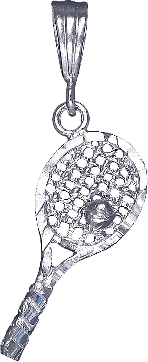 Sterling Silver Tennis Racket Charm Pendant Necklace with Diamond Cut Finish - Elegant Jewelry Gift for Women, Tennis Players & Sports Lovers - Perfect for Birthdays, Anniversaries & Match Days