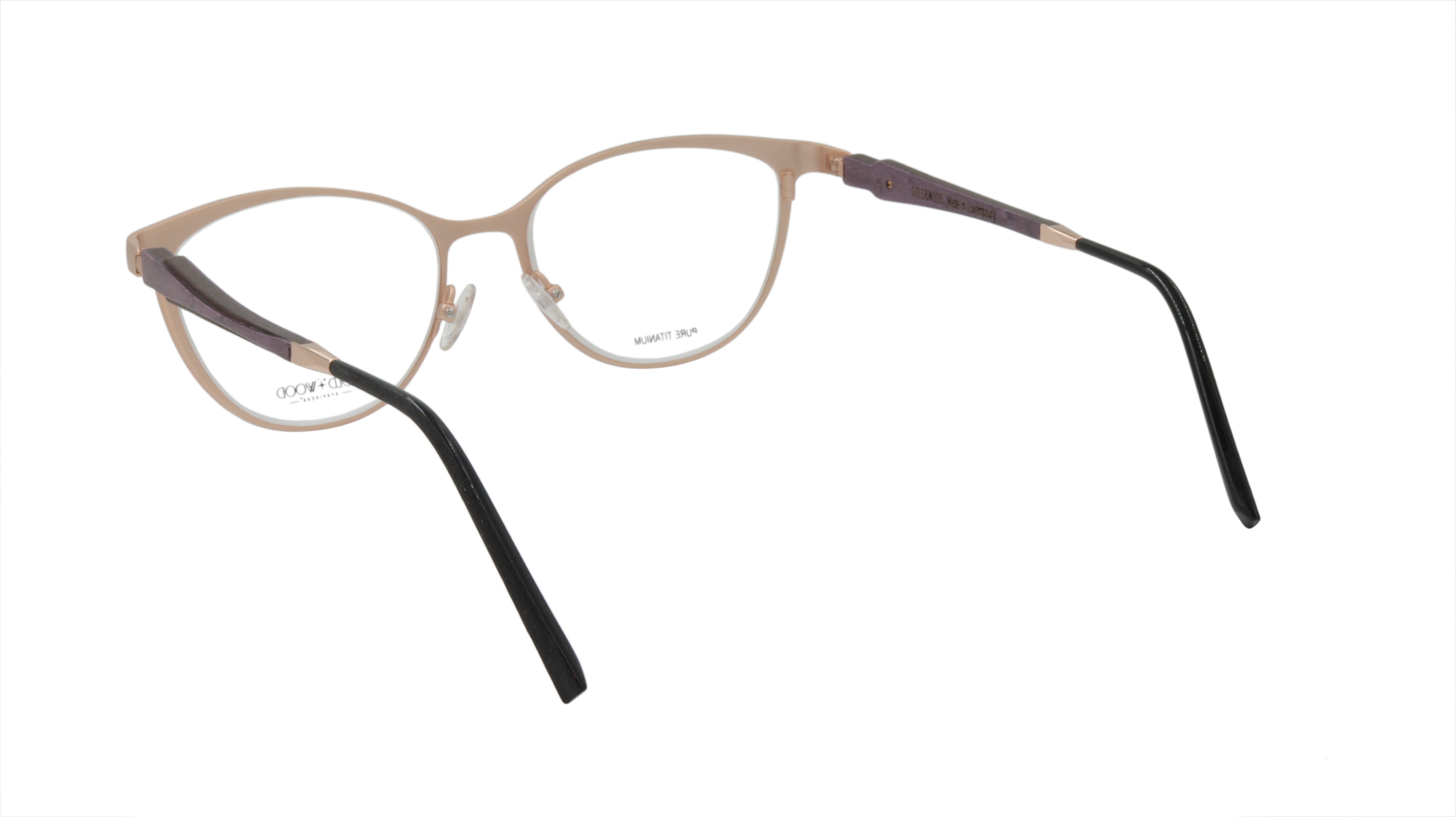 Luxury Gold & Wood Eyewear - Satin Rose Gold & Purple Frame Sunglasses for Men & Women | Perfect for Outdoor, Fashion & UV Protection