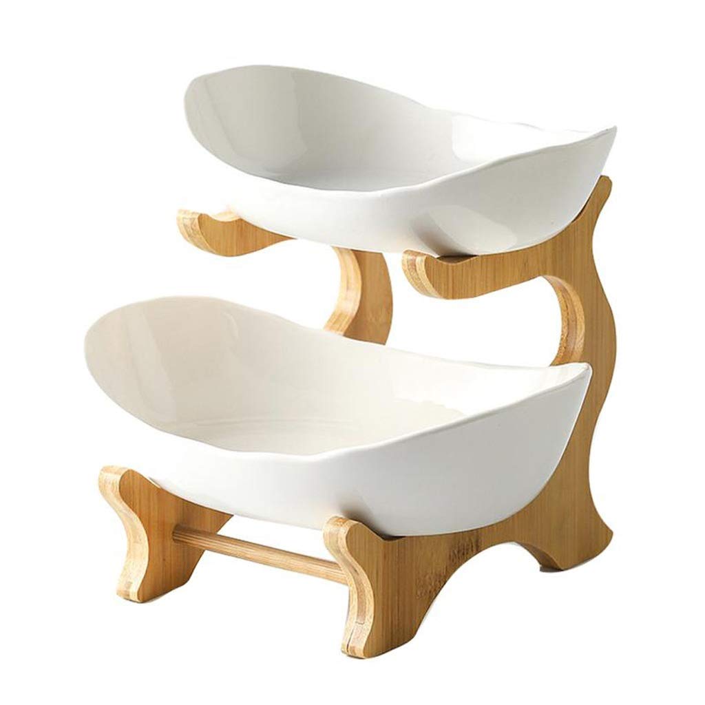 SHYPT Double Layer Fruit Basket - Kitchen Vegetable & Fruit Cleaning Storage Tray with Drain Holes, Raised Bottom for Stability (White) - Perfect for Washing, Draining, and Organizing Fresh Produce in Your Kitchen